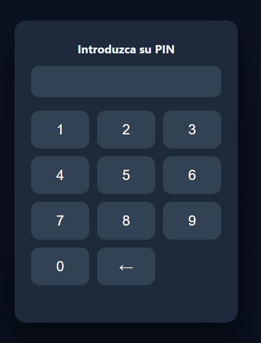 Pantalla PIN kiosco SCHP